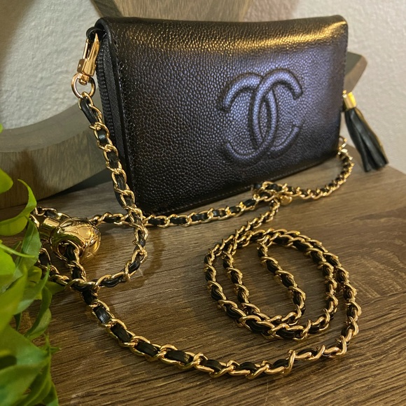 🖤🔱 Chanel Zippy Pearl Crush Wallet Chain Crossbody Adjustable Chain Style - Picture 4 of 11